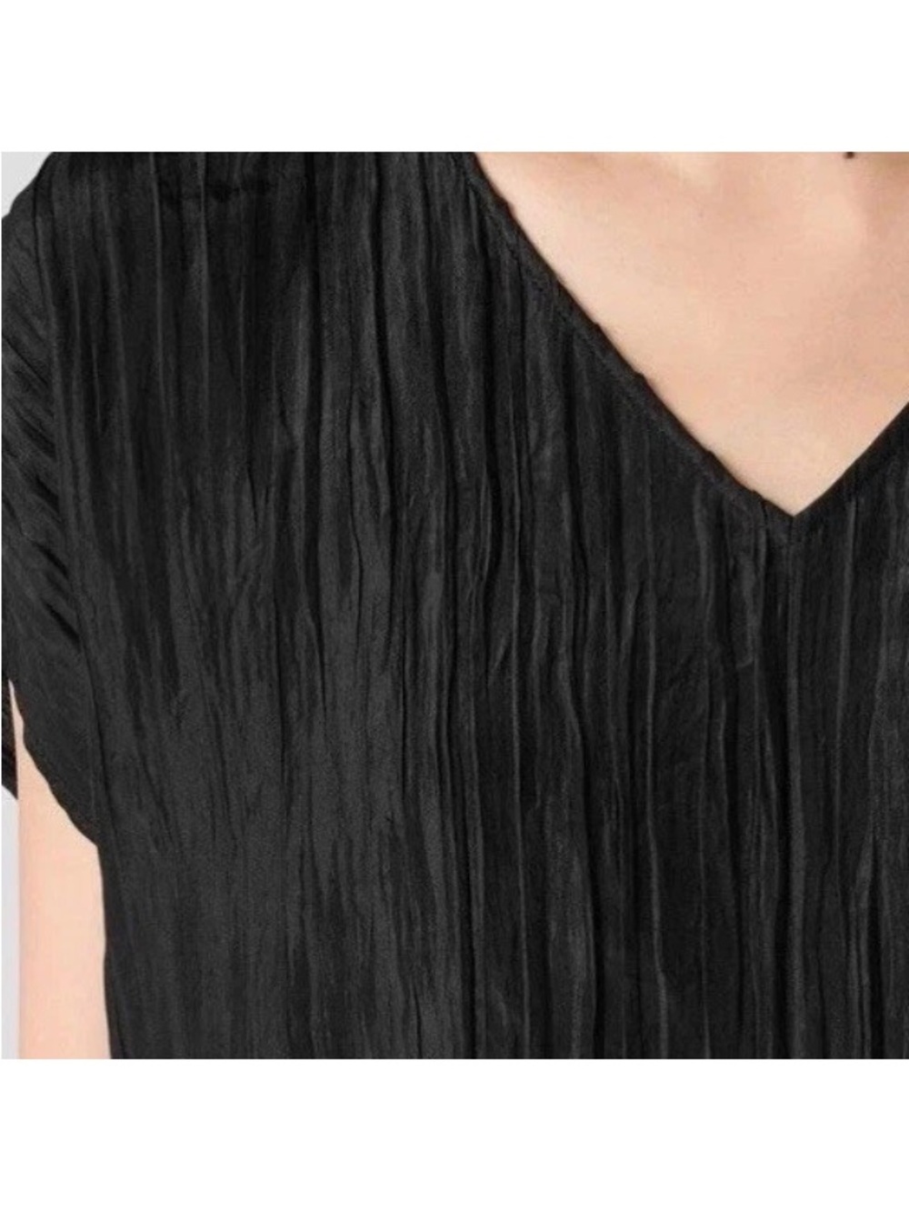 NWT EILEEN FISHER Silk Black jacquard Box Top with subtle sheen runs large Med - Picture 5 of 11